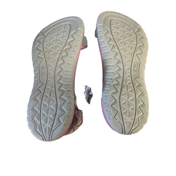 Teva Little Girls Fuchsia Red Open Toe Hook & Loop Geometric Sandals Size 4 - Picture 7 of 13